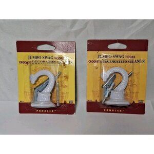 2 Panacea Jumbo Swag Ceiling Hooks Hang Plants Crochets 86122 White w/ Hardware